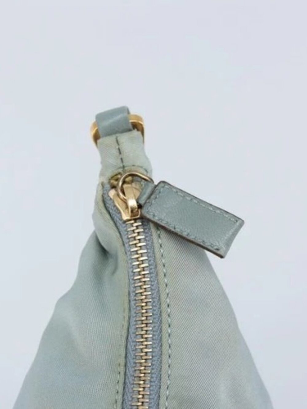 PRADA Chain Shoulder Bag Nylon Light Blue Gold Auth LNZ688V - Picture 7 of 16
